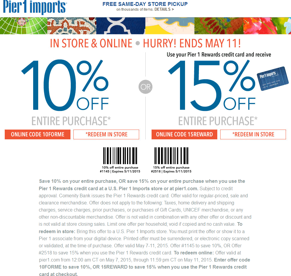 Pier 1 coupons & promo code for [May 2024]