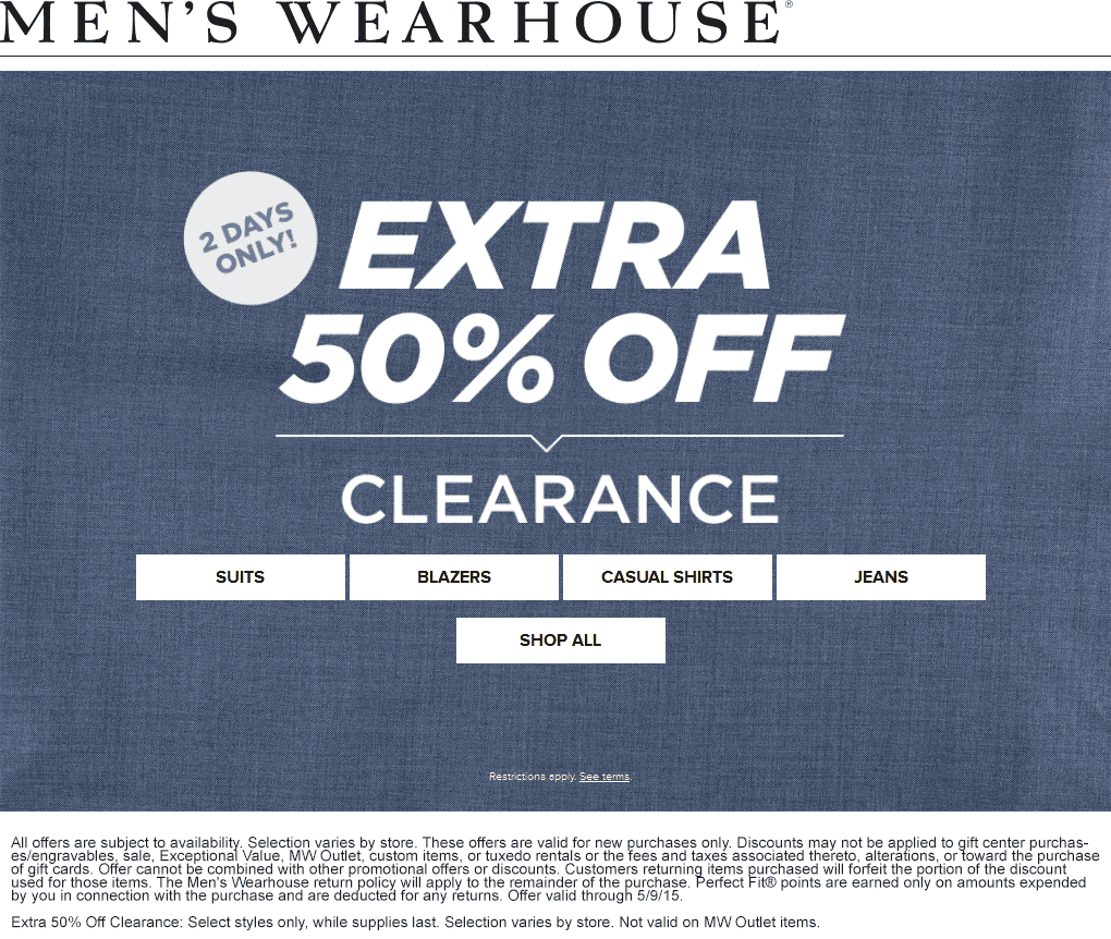 Mens Wearhouse coupons & promo code for [May 2024]