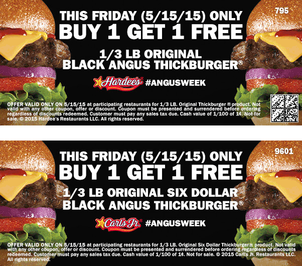 Hardees Coupon March 2024 Second burger free today at Carls Jr. & Hardees restaurants