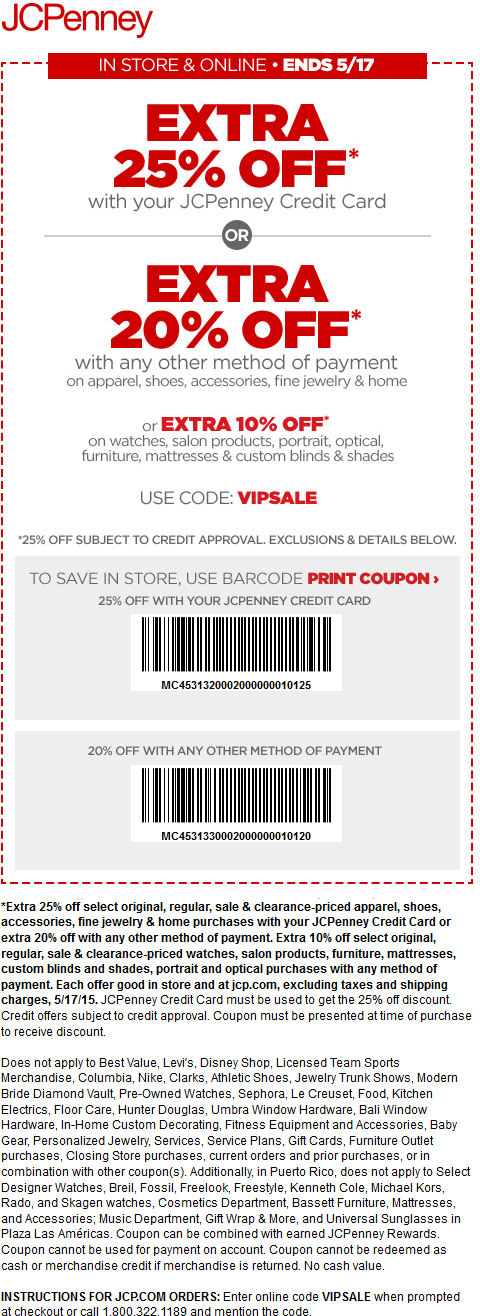 JCPenney Coupon April 2024 Extra 20% off at JCPenney, or online via promo code VIPSALE