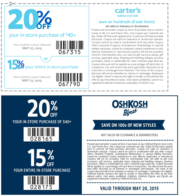 Carters November 2020 Coupons and Promo 