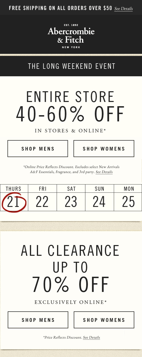 Abercrombie & Fitch coupons & promo code for [May 2024]