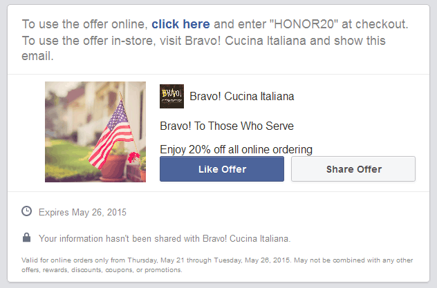 Bravo! Cucina Italiana Coupon April 2024 20% off at Bravo! Cucina Italiana restaurants, also online via promo code HONOR20
