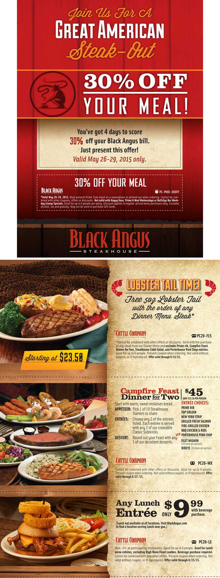 Black Angus Coupon March 2024 Free lobster with your steak, 30% off & more at Black Angus