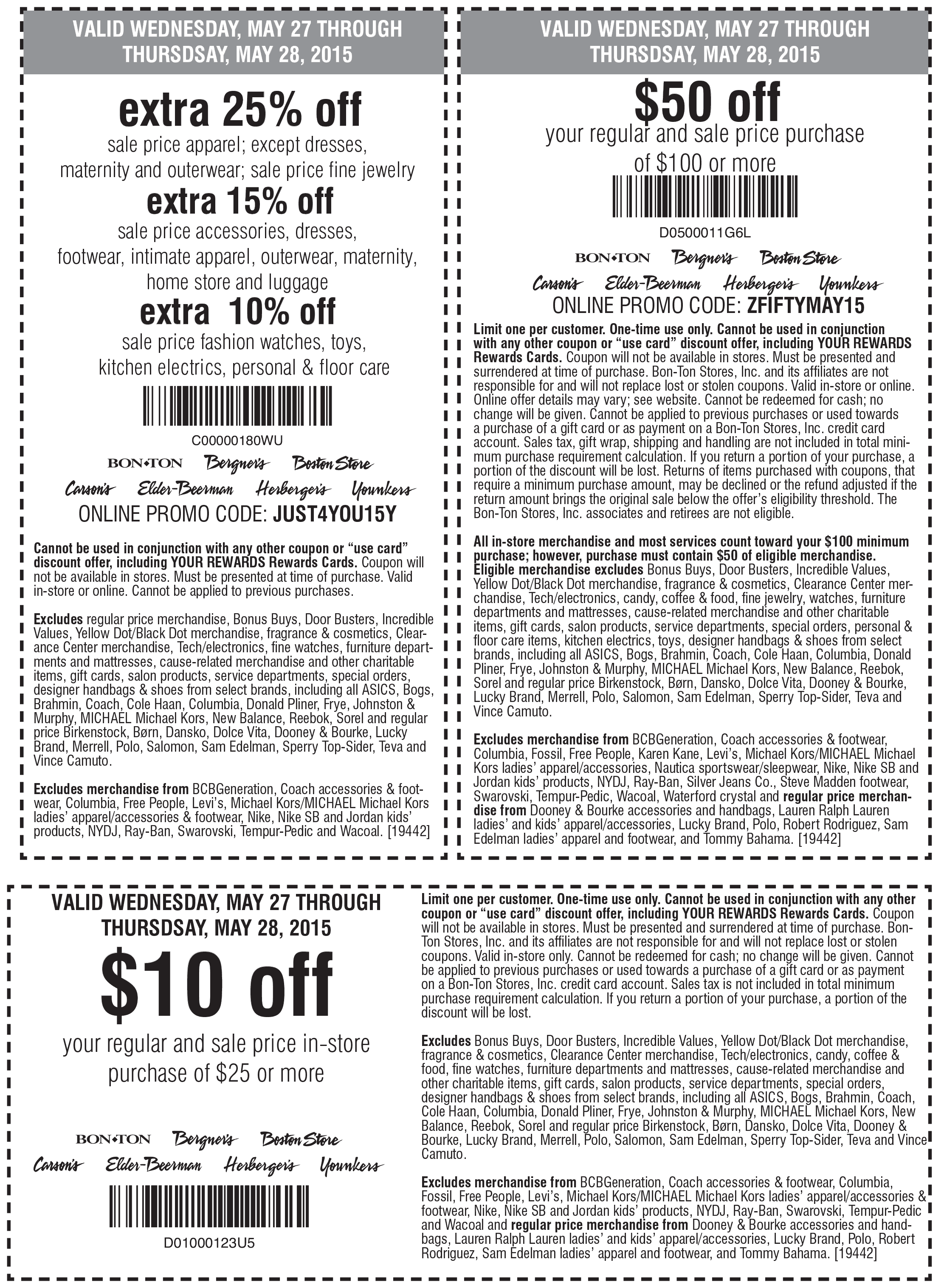 Carsons Coupon April 2024 $50 off $100 & more at Carsons, Bon Ton & sister stores, or online via promo code ZFIFTYMAY15