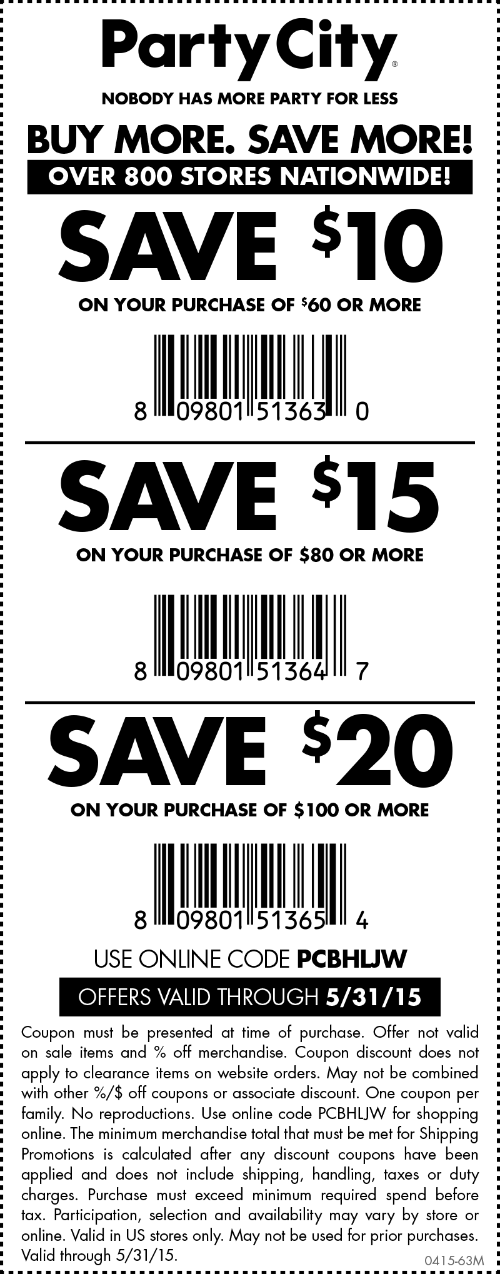 Party City Coupon April 2024 $10 off $60 & more at Party City, or online via promo code PCBHLJW