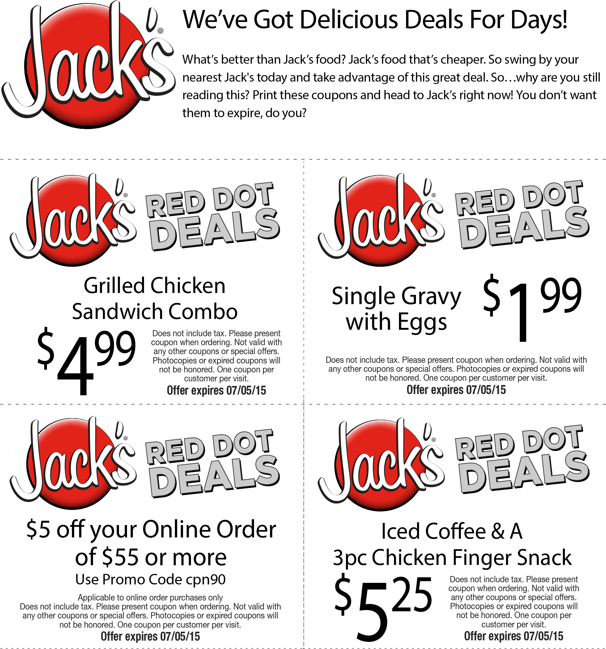 Jacks Coupon March 2024 $2 gravy & eggs, $5 chicken combo & more at Jacks restaurants