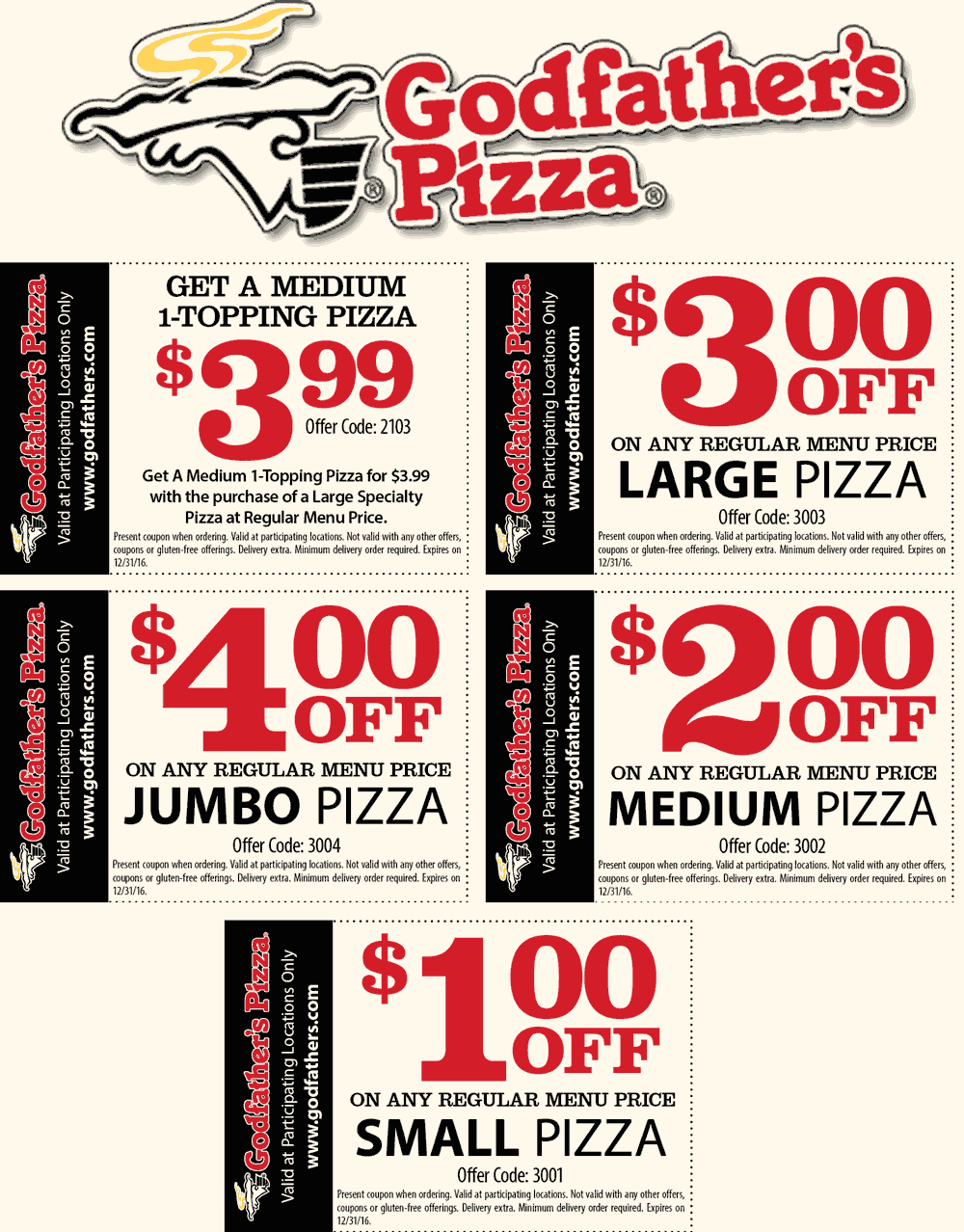 Godfathers Pizza coupons & promo code for [May 2024]