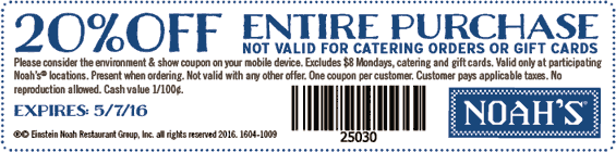 Noahs coupons & promo code for [April 2024]