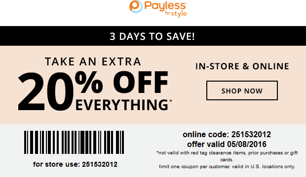 Payless Shoesource Coupon April 2024 Extra 20% off at Payless Shoesource, or online via promo code 251532012