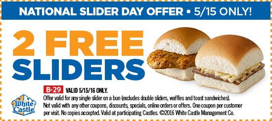 White Castle Coupon April 2024 Two free sliders Sunday at White Castle