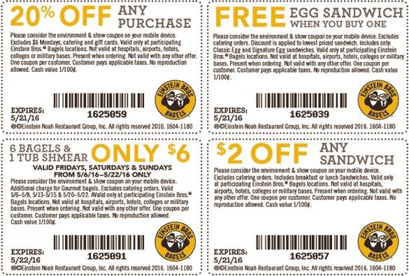 Einstein Bros Bagels coupons & promo code for [May 2024]