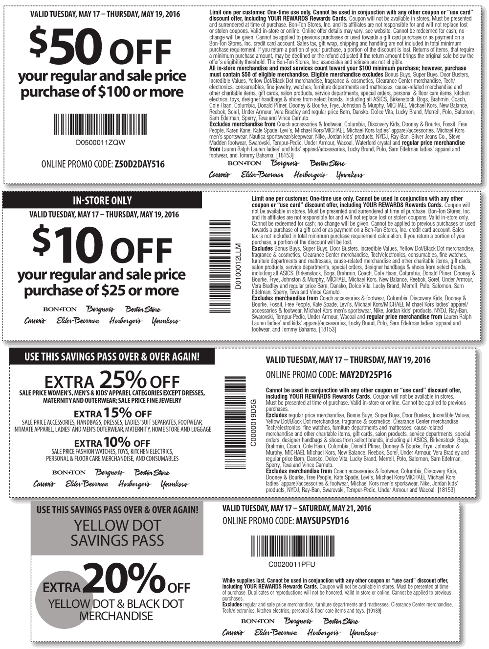 Carsons Coupon April 2024 $10 off $25 & more at Carsons, Bon Ton & sister stores, or online via promo code Z50D2DAY516