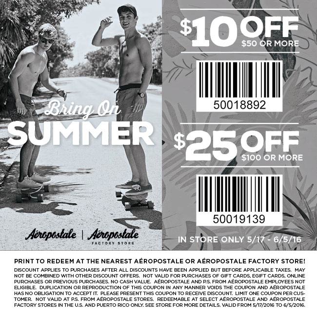 Aeropostale Coupon April 2024 $10 off $50 & more at Aeropostale, ditto online
