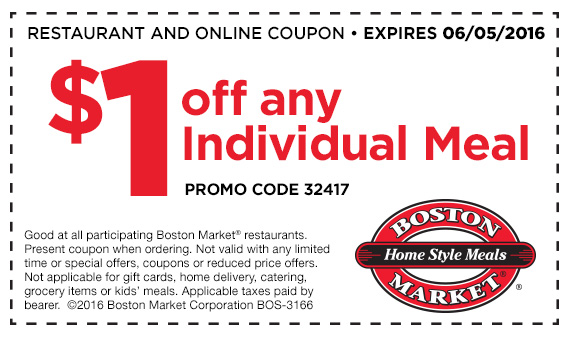 Boston Market Coupon April 2024 Shave a buck off your meal at Boston Market