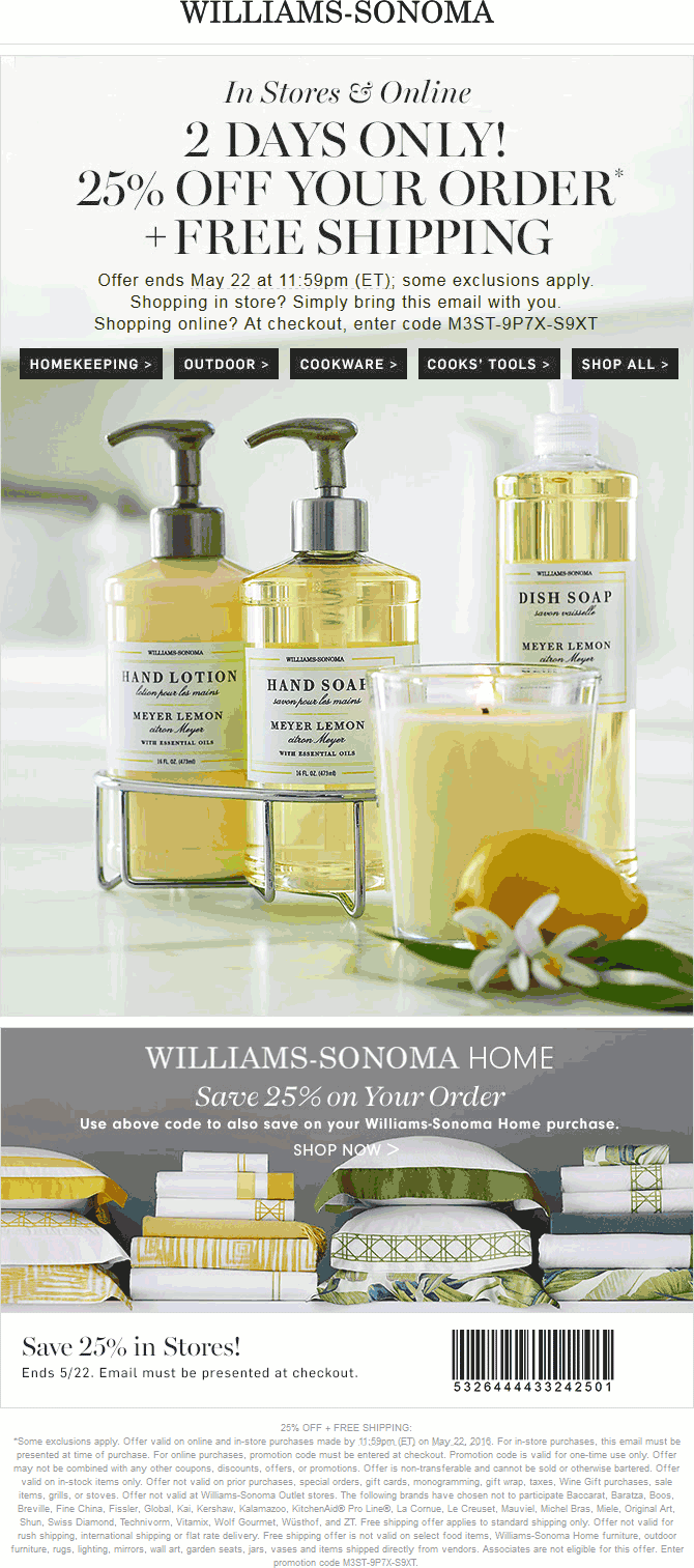 Williams-Sonoma coupons & promo code for [May 2024]