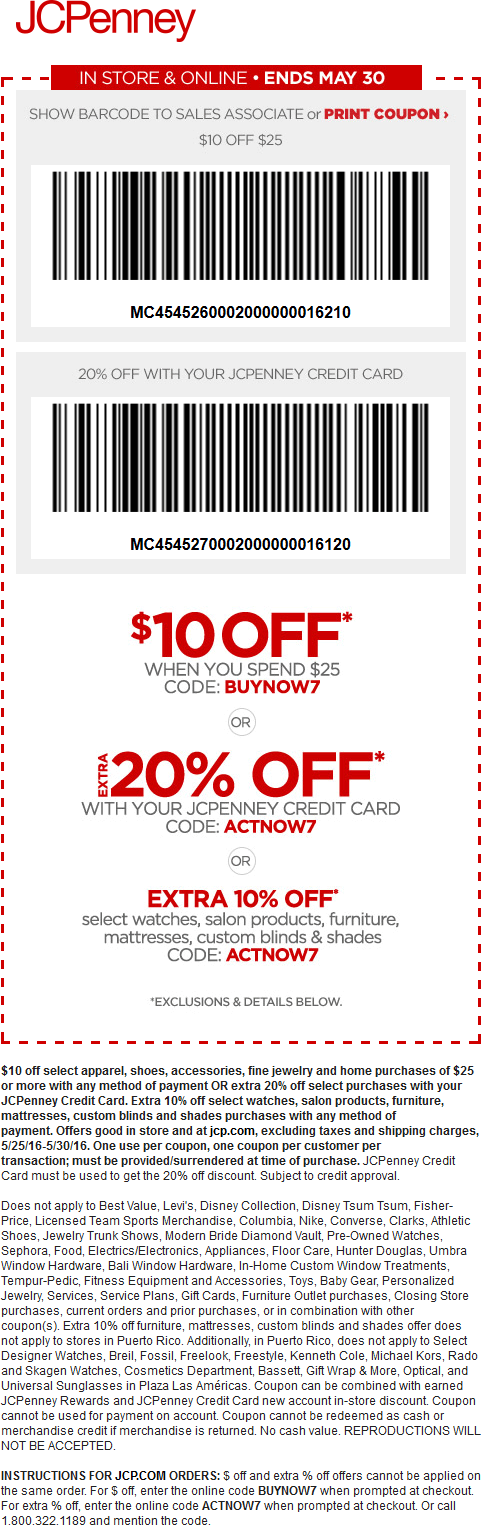 JCPenney Coupon April 2024 $10 off $25 at JCPenney, or online via promo code BUYNOW7