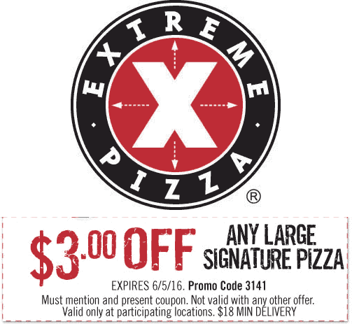 Extreme Pizza Coupon April 2024 $3 off your pizza at Extreme Pizza