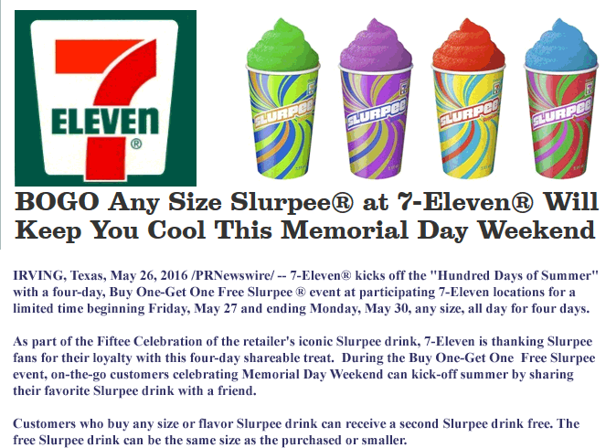 7-Eleven Coupon April 2024 Second slurpee free at 7-Eleven