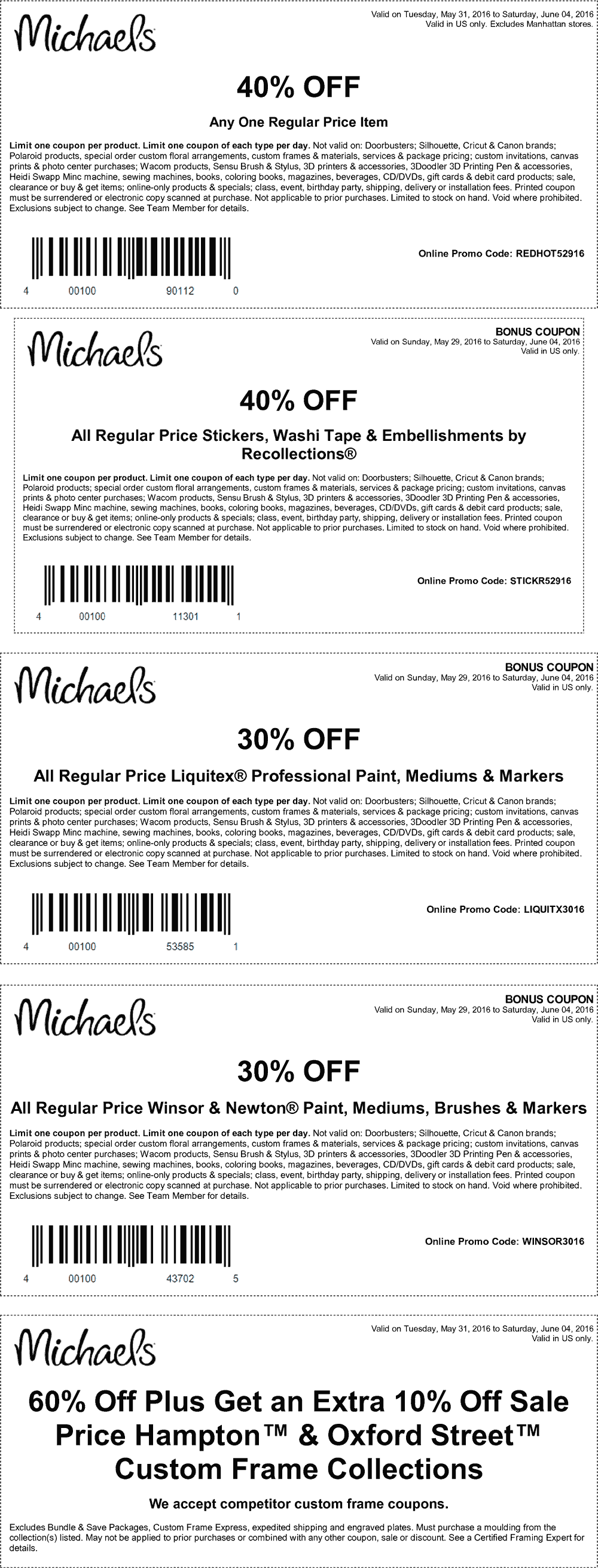 Michaels Coupon April 2024 40% off a single item & more at Michaels, or online via promo code REDHOT52916