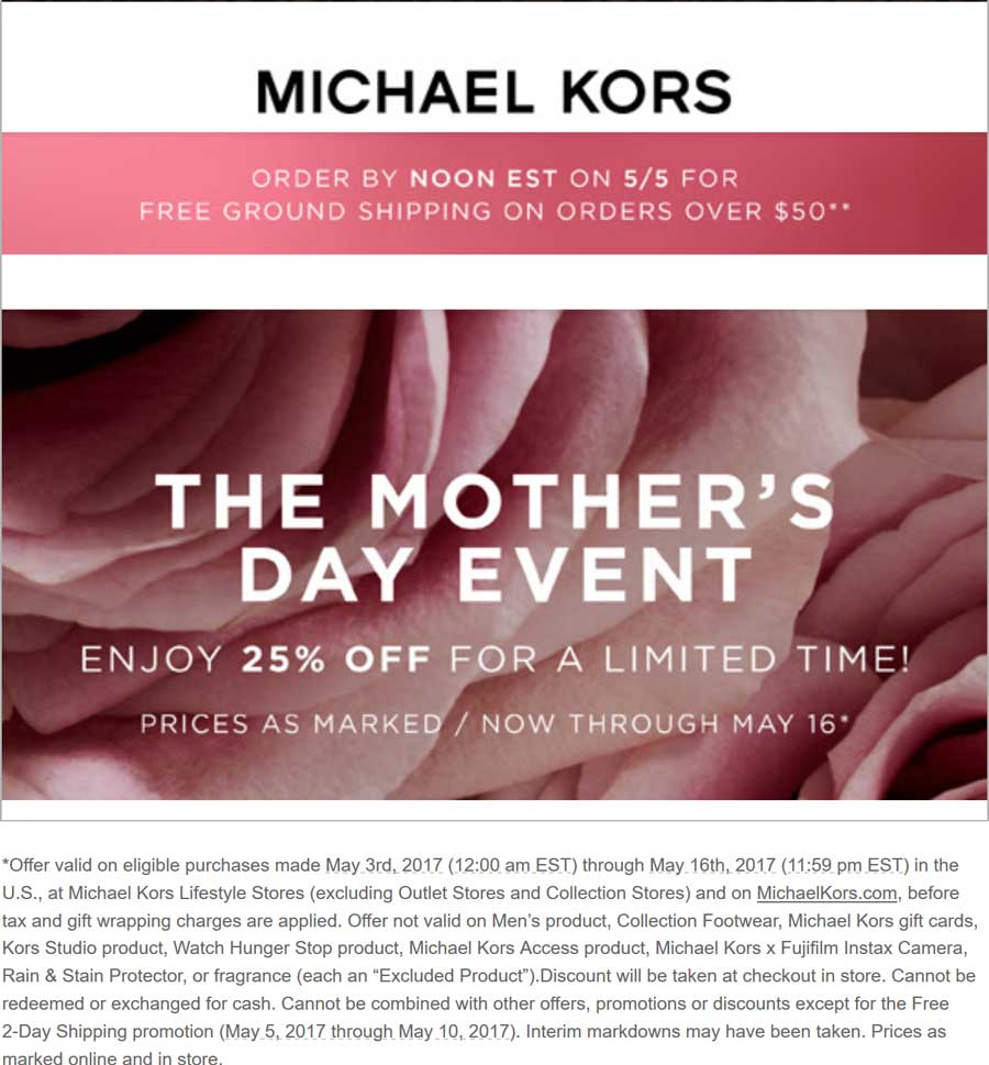 michael kors mother's day promo code