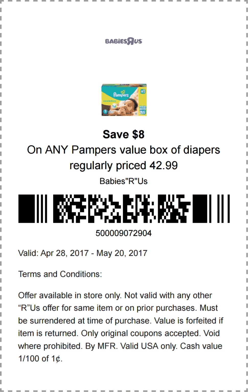 Babies R Us Coupon April 2024 $8 off $43 on Pampers at Babies R Us