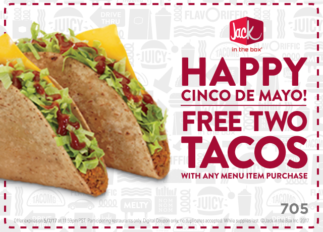 Jack in the Box Coupon April 2024 2 free tacos with any purchase at Jack in the Box restaurants