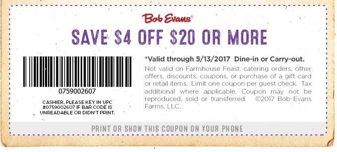 Bob Evans March 2021 Coupons and Promo Codes ðŸ›’