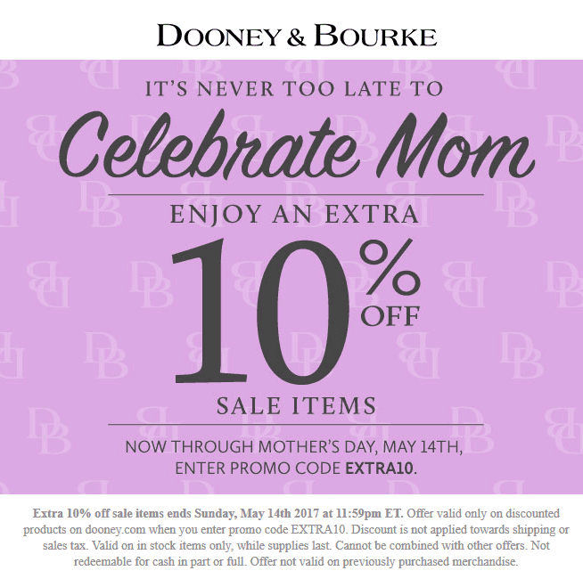 Dooney & Bourke Coupon April 2024 Extra 10% off online at Dooney & Bourke via promo code EXTRA10