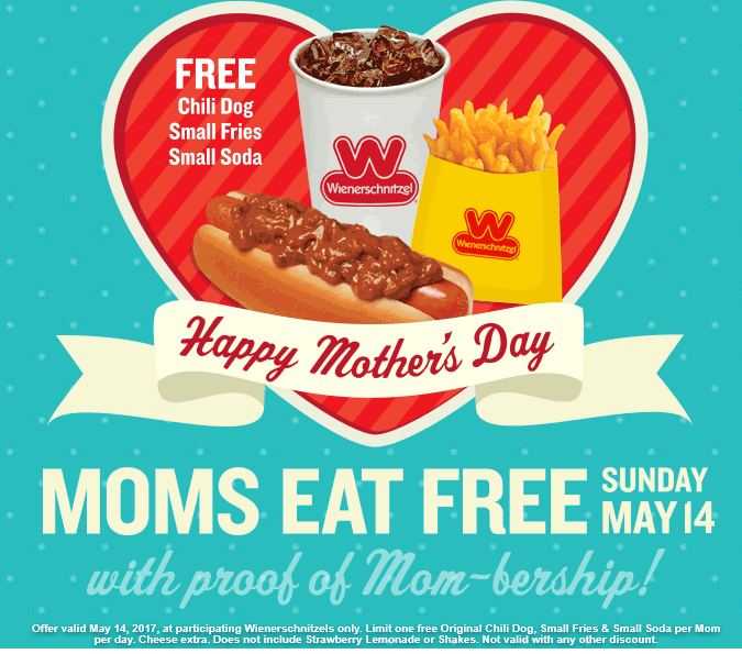 Wienerschnitzel Coupon May 2024 Mom enjoys a free chili dog + fries + drink Sunday at Wienerschnitzel