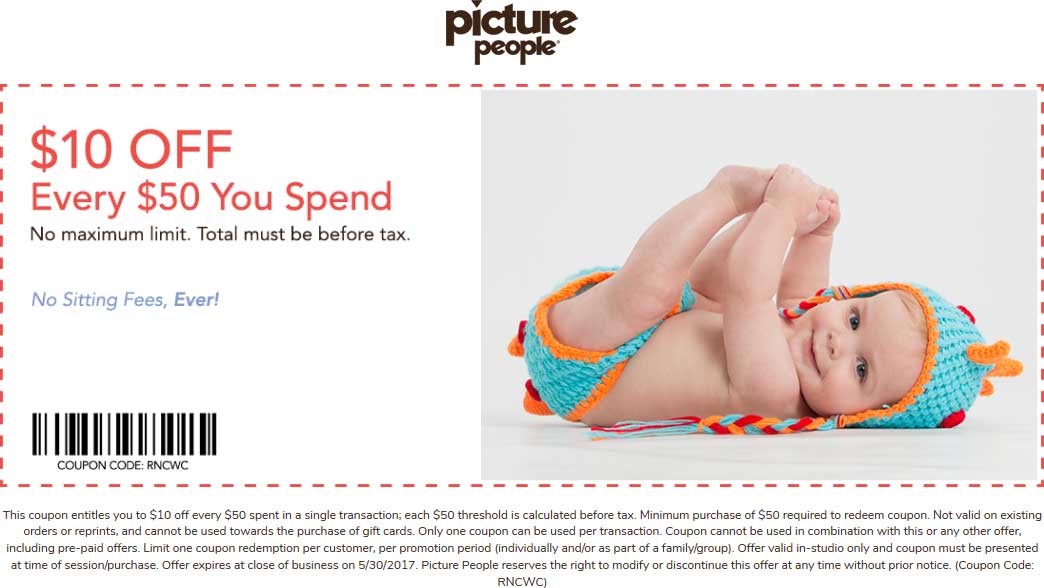Picture People Coupon April 2024 $10 off every $50 at Picture People