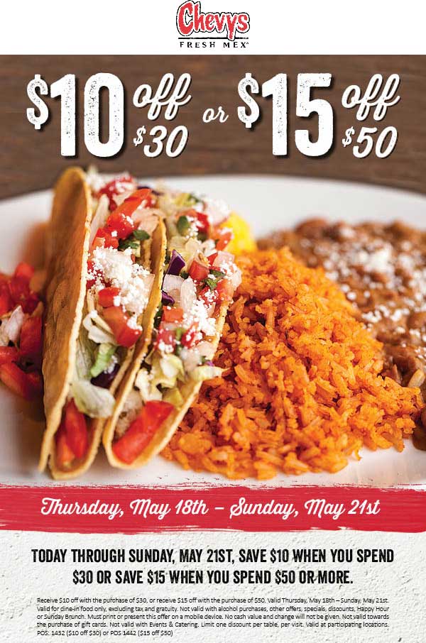 Chevys Fresh Mex coupons & promo code for [May 2024]