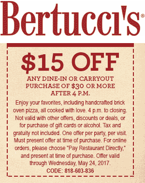 Bertuccis coupons & promo code for [April 2024]