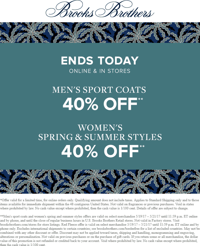 brooks brothers 40 off coupon