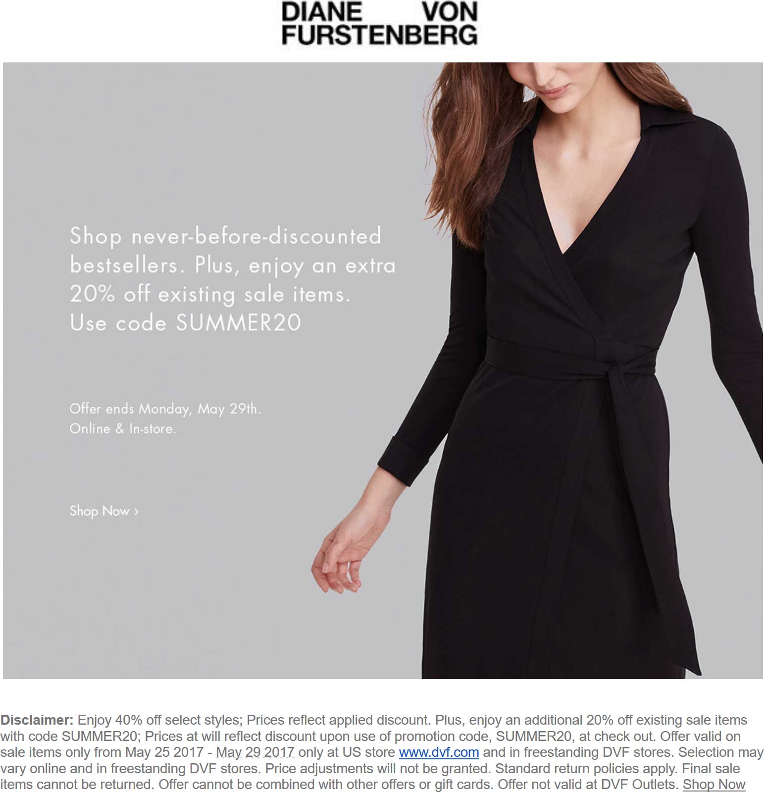 Diane Von Furstenberg Coupon March 2024 Extra 20% off sale items today at DVF, or online via promo code SUMMER20