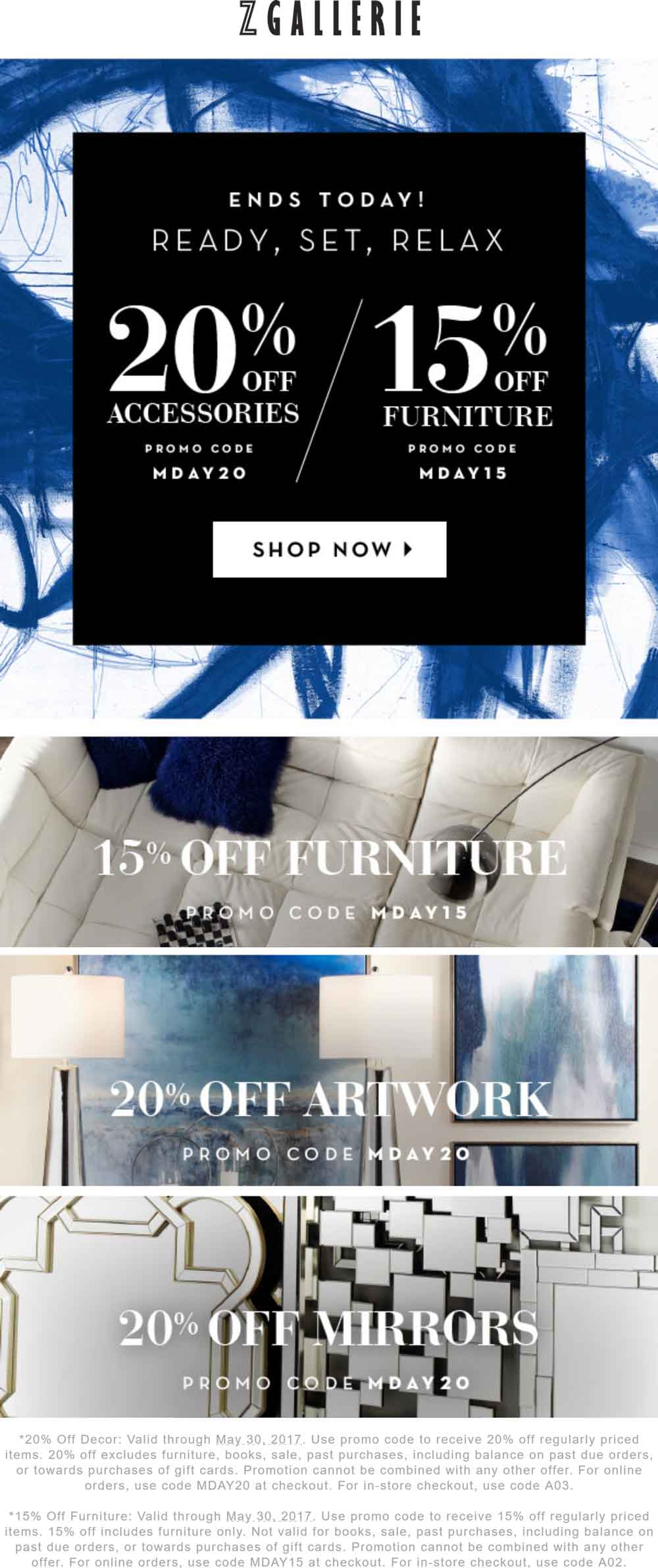 Z Gallerie coupons & promo code for [May 2024]