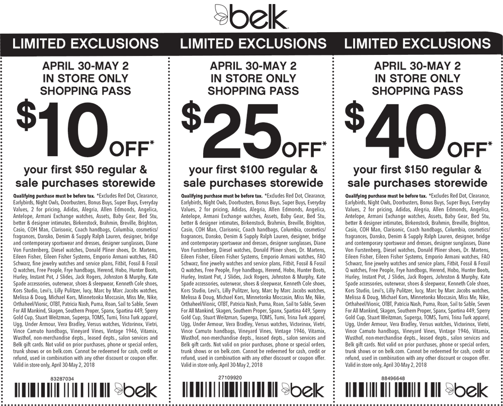 Belk Coupon March 2024 $10 off $50 & more at Belk