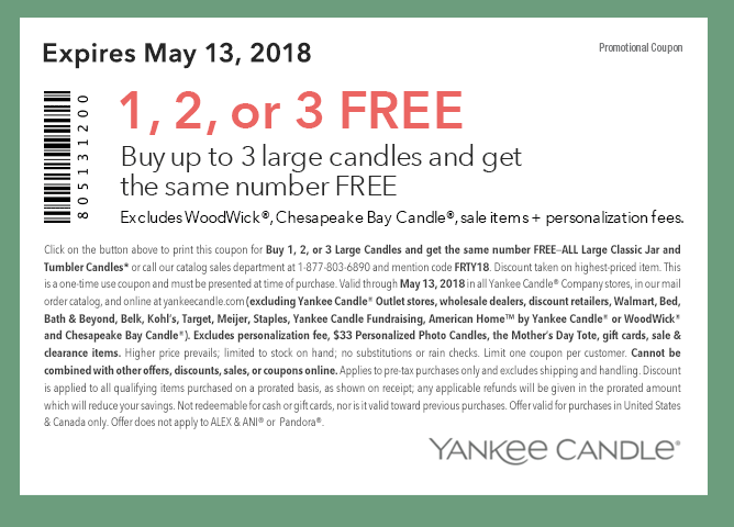 Yankee Candle Coupon April 2024 Second candle free today at Yankee Candle, or online via promo code FRTY18