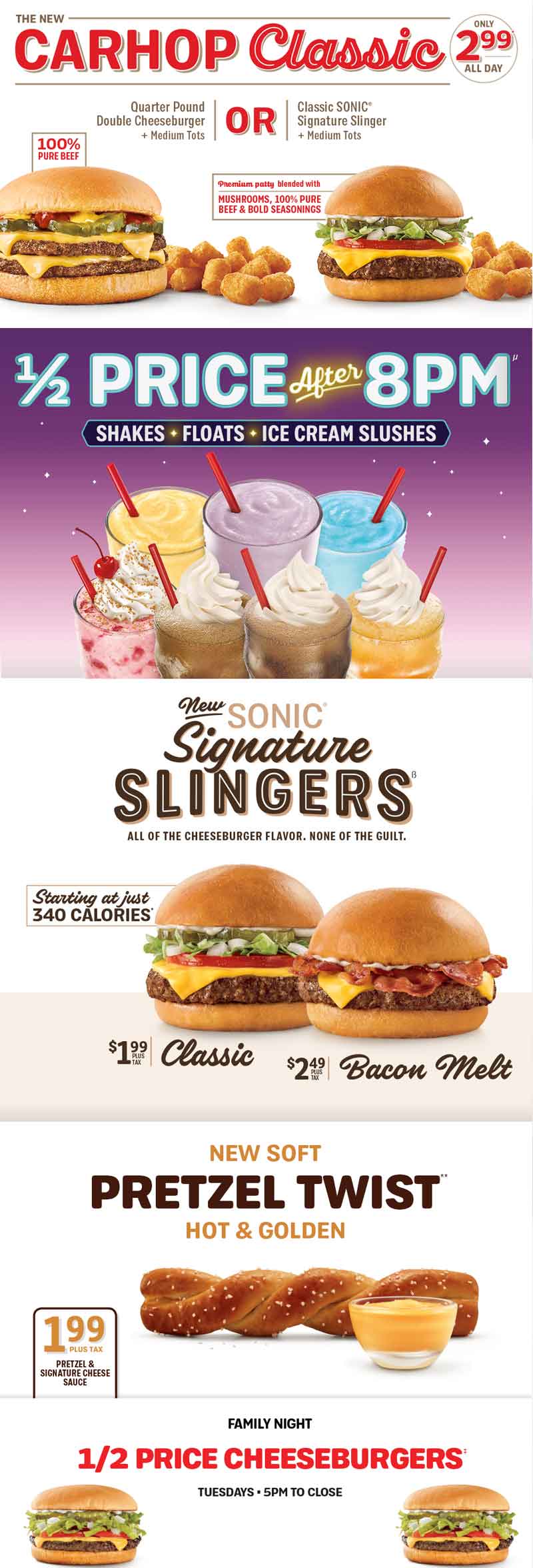 Sonic Drive-In Coupon April 2024 50% off cheeseburgers tonight at Sonic Drive-In