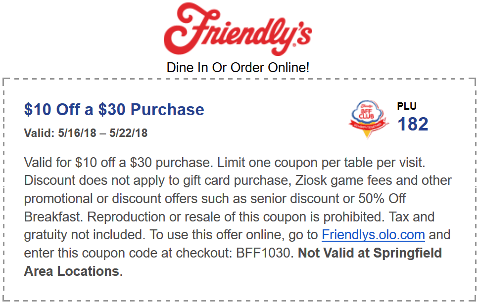 Friendlys coupons & promo code for [May 2024]