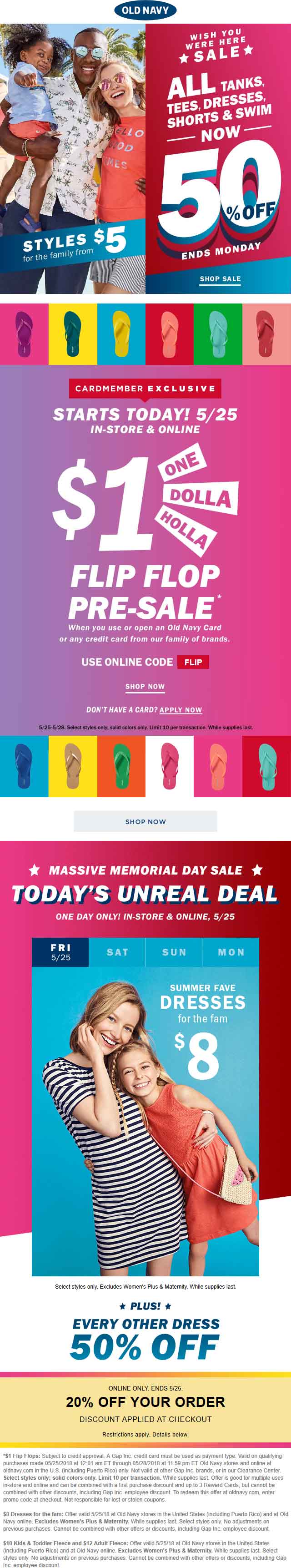 Old Navy Coupon April 2024 $1 flip flops & more at Old Navy, ditto online