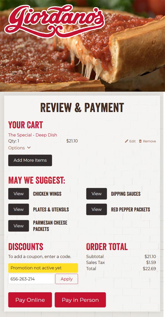 Giordanos coupons & promo code for [May 2022]