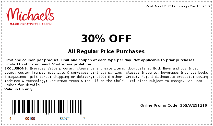 Michaels coupons & promo code for [October 2022]