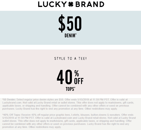 Lucky Brand coupons & promo code for [May 2022]