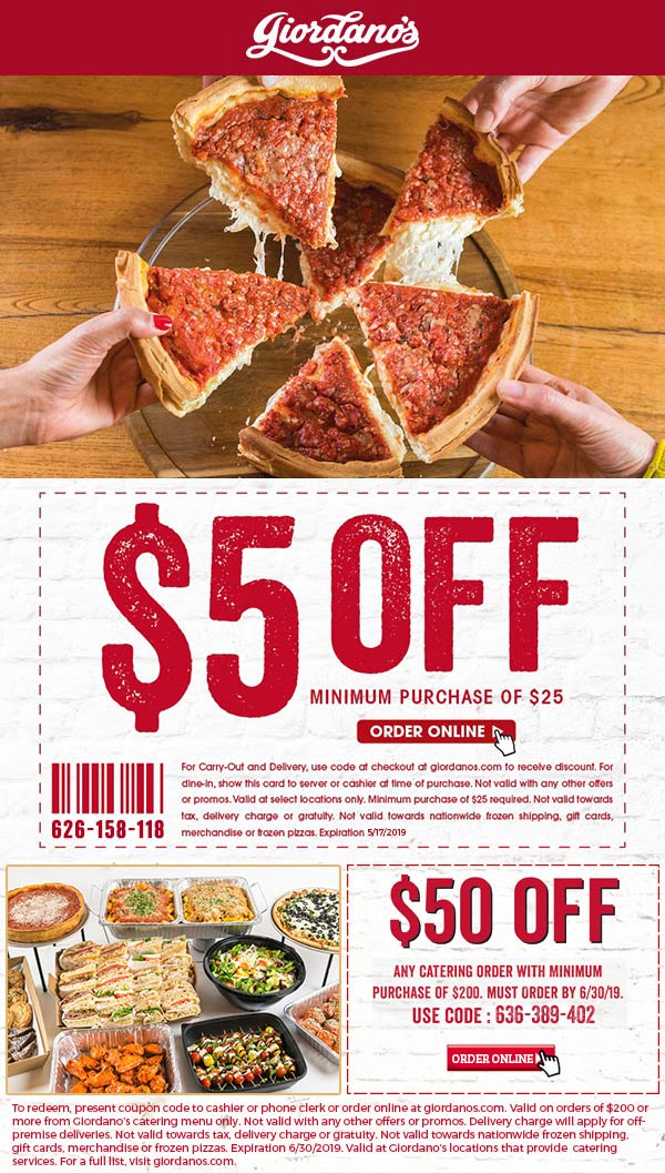 Giordanos December 2020 Coupons and Promo Codes 🛒