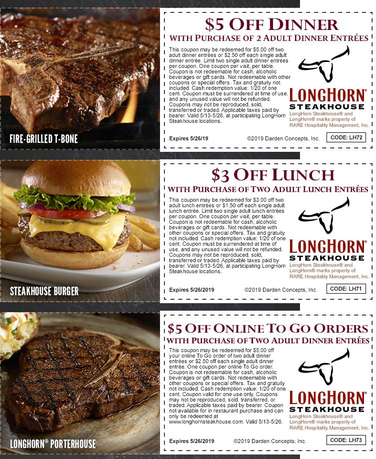 Longhorn Steakhouse Coupon April 2024 $3-$5 off at Longhorn Steakhouse restaurants