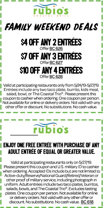 Rubios coupons & promo code for [October 2022]