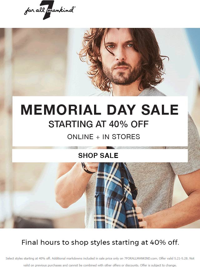 7 for all Mankind coupons & promo code for [June 2022]