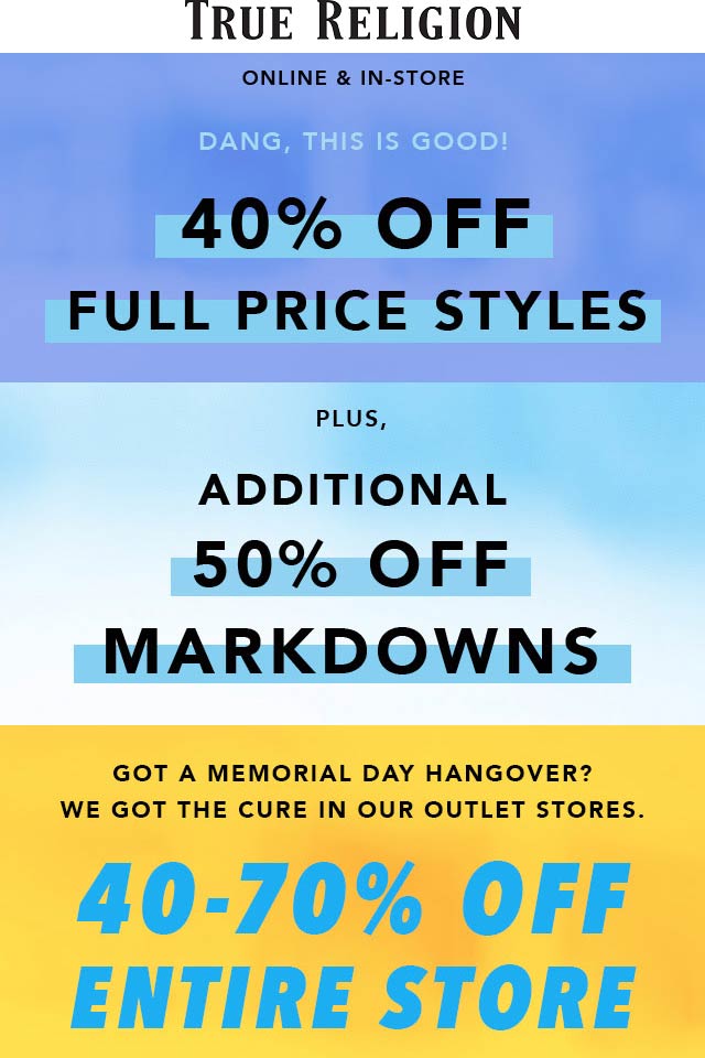 True Religion coupons & promo code for [May 2022]