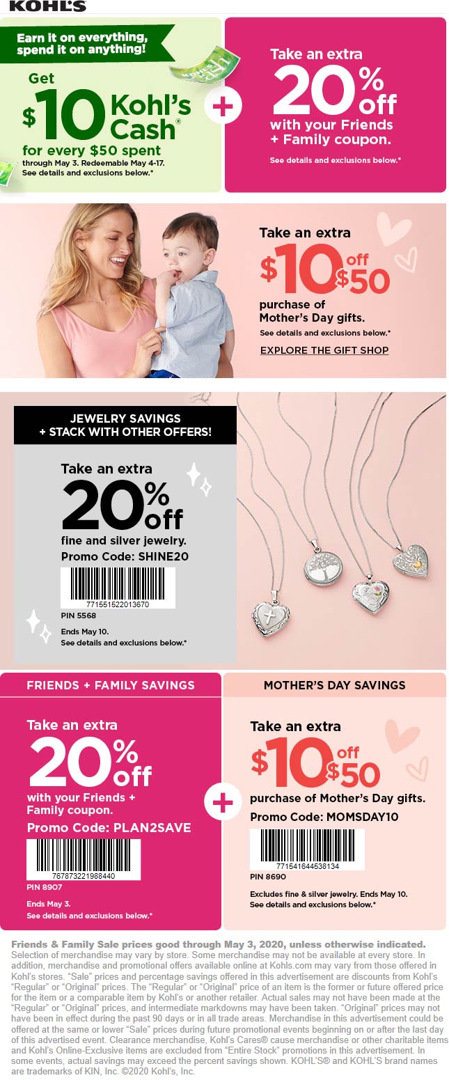 20 off & more today at Kohls via promo code PLAN2SAVE kohls The
